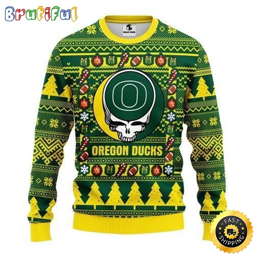 Ncaa Oregon Ducks Ugly Christmas Sweater The Intelligence Of The Skull Unisex Sweater Neasalamis