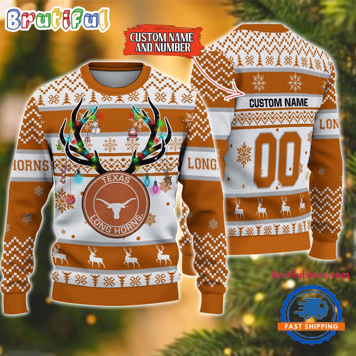 Ncaa Texas Longhorns Special Reindeer Light Ugly Christmas Sweater Neasalamis