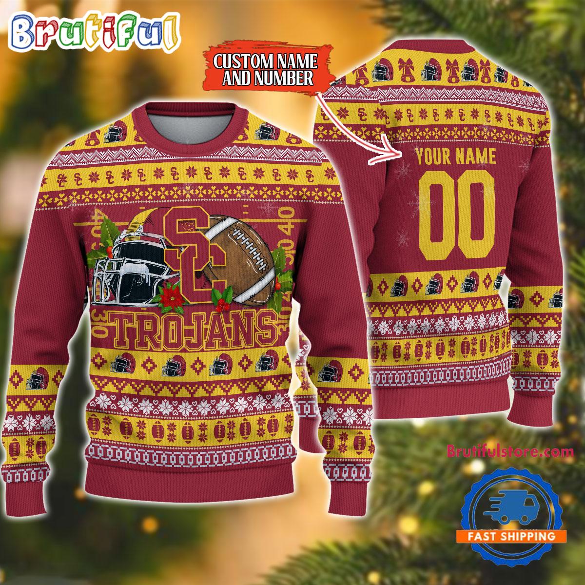 Ncaa Usc Trojans Logo Team Football Custom Christmas Ugly Sweater Neasalamis