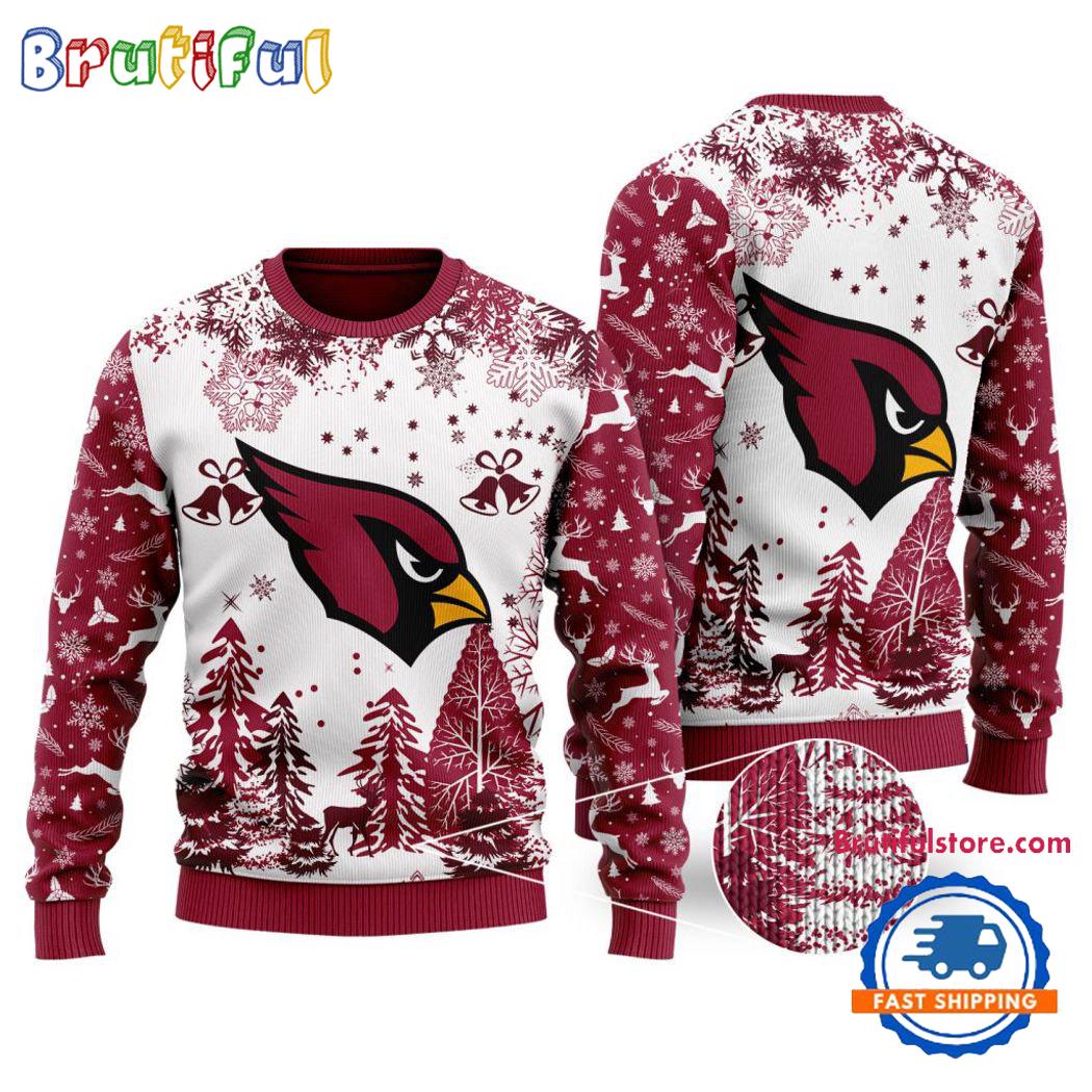 Nfl Arizona Cardinals Logo Football Team Special Xmas Tree Christmas Ugly Sweater Neasalamis