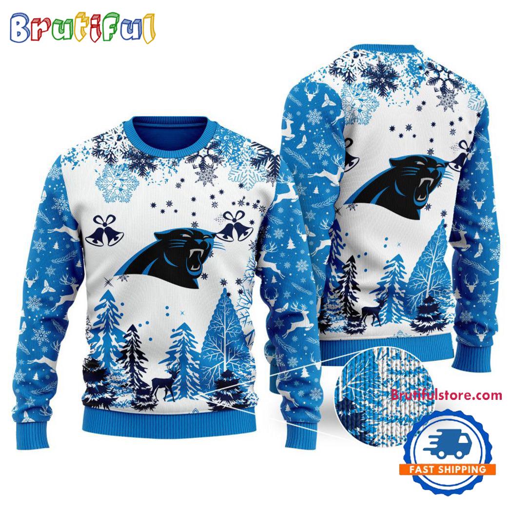 Nfl Carolina Panthers Logo Football Team Special Xmas Tree Christmas Ugly Sweater Neasalamis