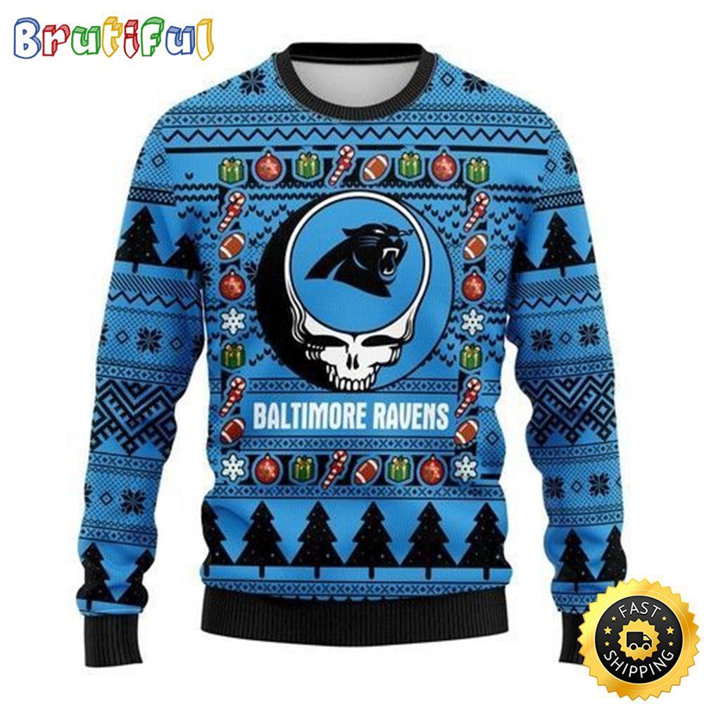 Nfl Carolina Panthers Ugly Christmas Sweater The Intelligence Of The Skull Unisex Sweater Neasalamis