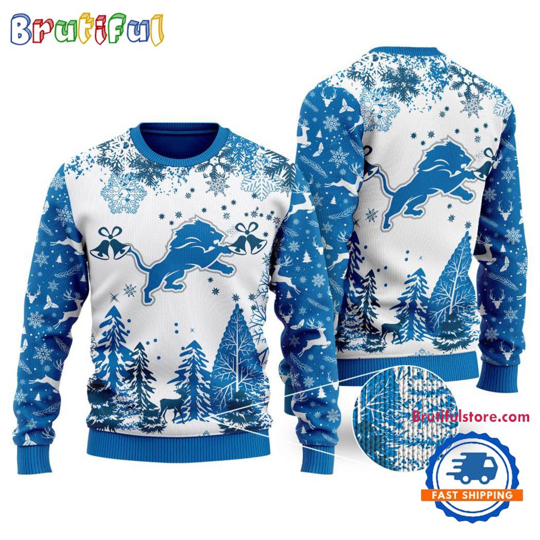 Nfl Detroit Lions Logo Football Team Special Xmas Tree Christmas Ugly Sweater Neasalamis