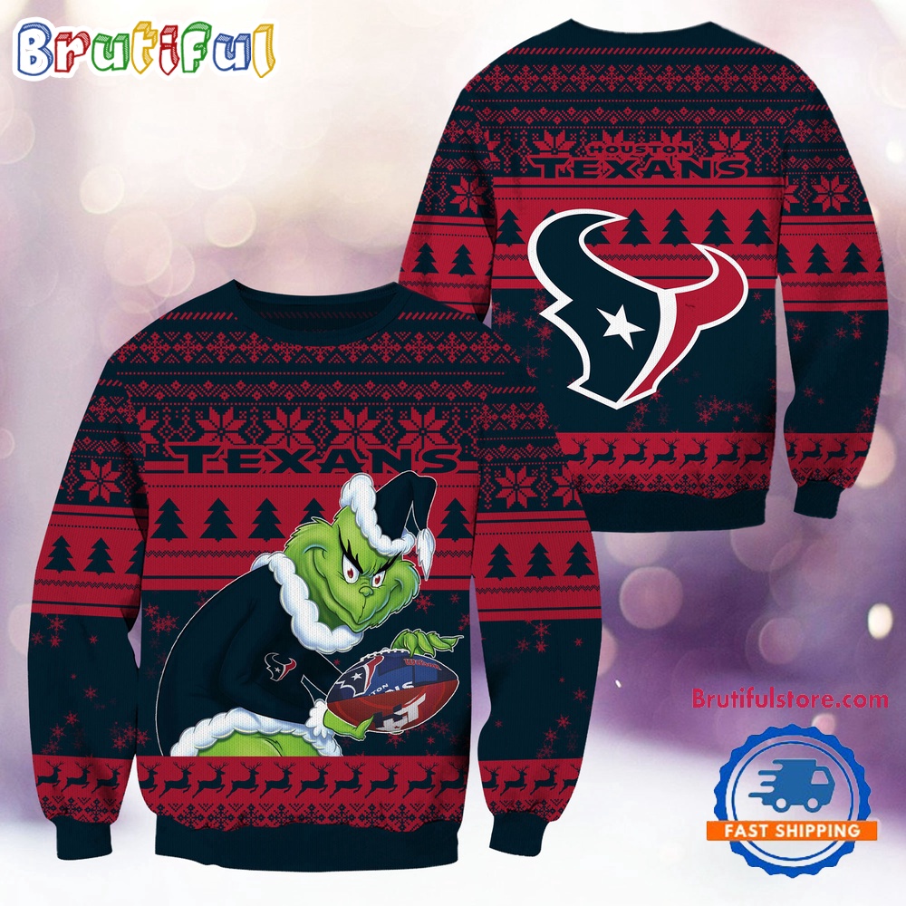 Nfl Houston Texans Football Grinch Christmas Ugly Sweater Neasalamis