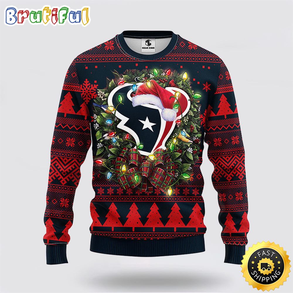 Nfl Houston Texans Ugly Sweater Christmas Wreath Sweater For Fan Football Neasalamis