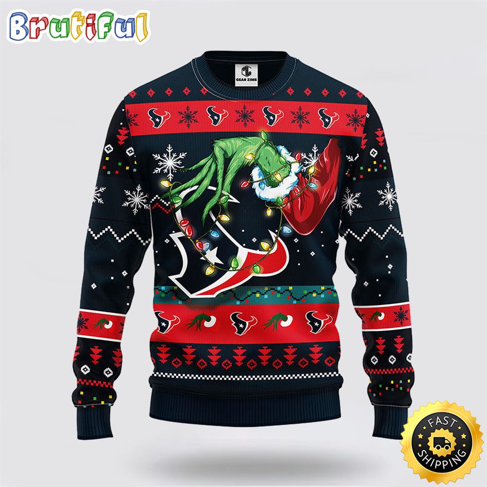 Nfl Houston Texans Ugly Sweater The Hand Of Grinch Ugly Christmas Sweater Neasalamis