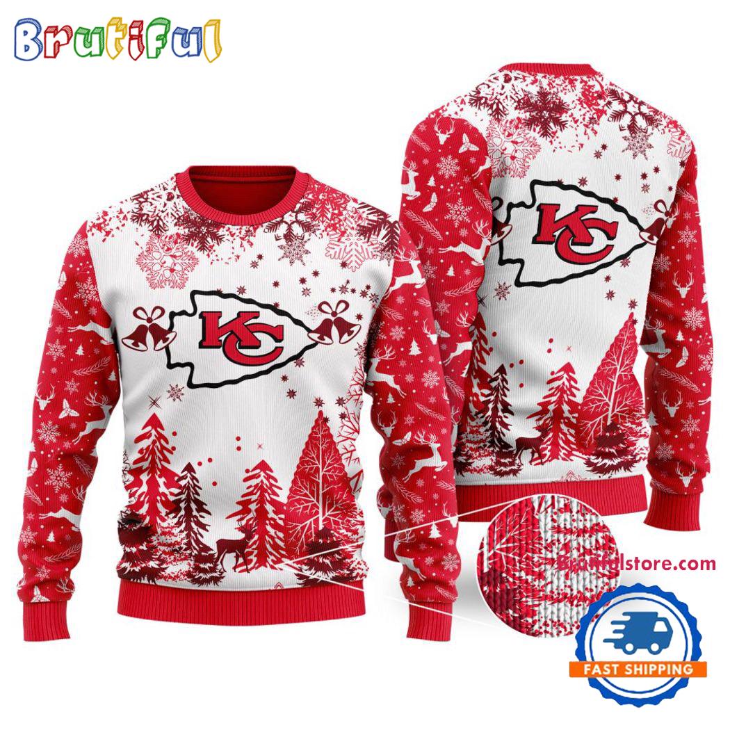 Nfl Kansas City Chiefs Logo Football Team Special Xmas Tree Christmas Ugly Sweater Neasalamis