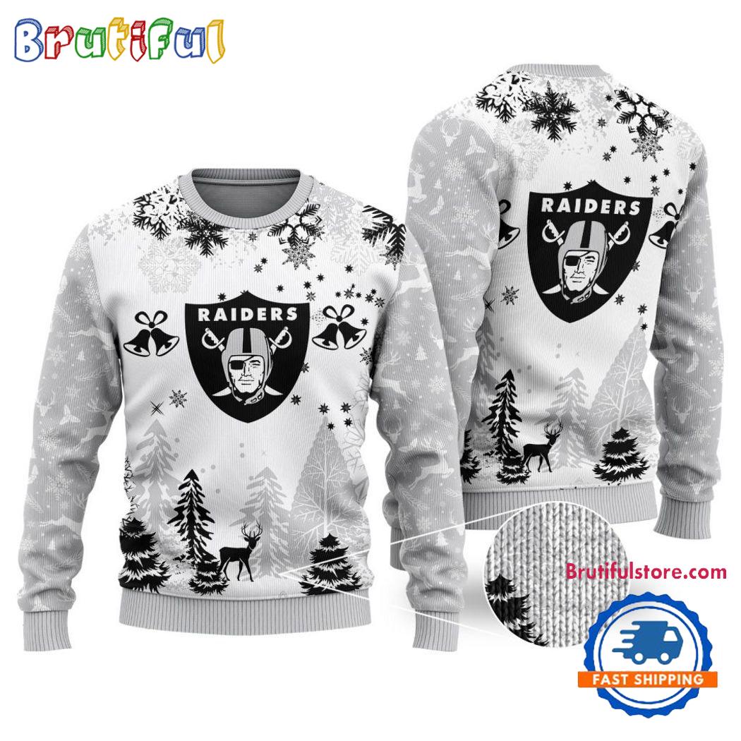 Nfl Las Vegas Raiders Logo Football Team Special Xmas Tree Christmas Ugly Sweater Neasalamis