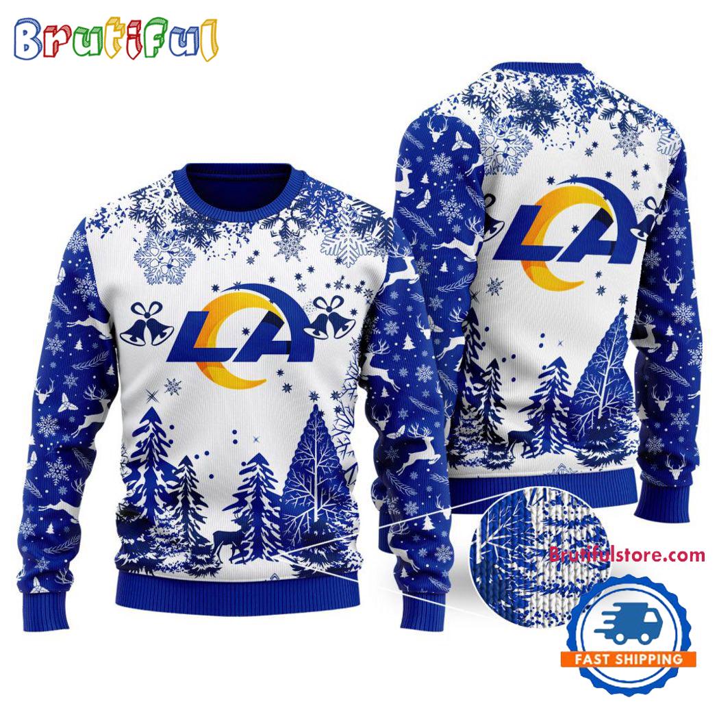 Nfl Los Angeles Rams Logo Football Team Special Xmas Tree Christmas Ugly Sweater Neasalamis