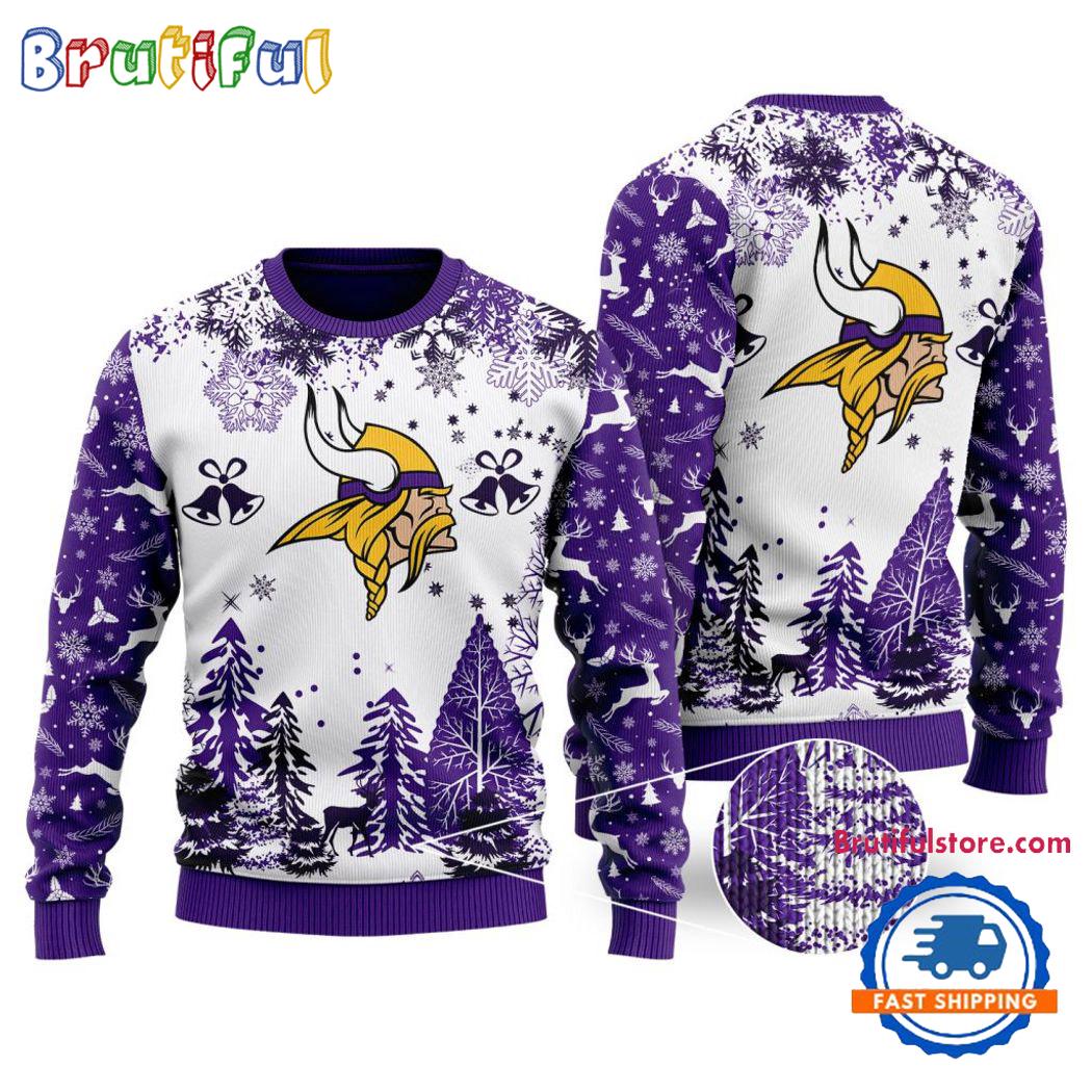 Nfl Minnesota Vikings Logo Football Team Special Xmas Tree Christmas Ugly Sweater Neasalamis