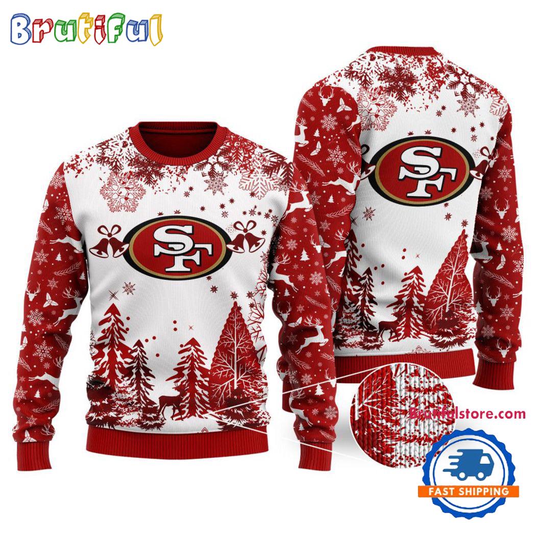 Nfl San Francisco 49Ers Logo Football Team Special Xmas Tree Christmas Ugly Sweater Neasalamis