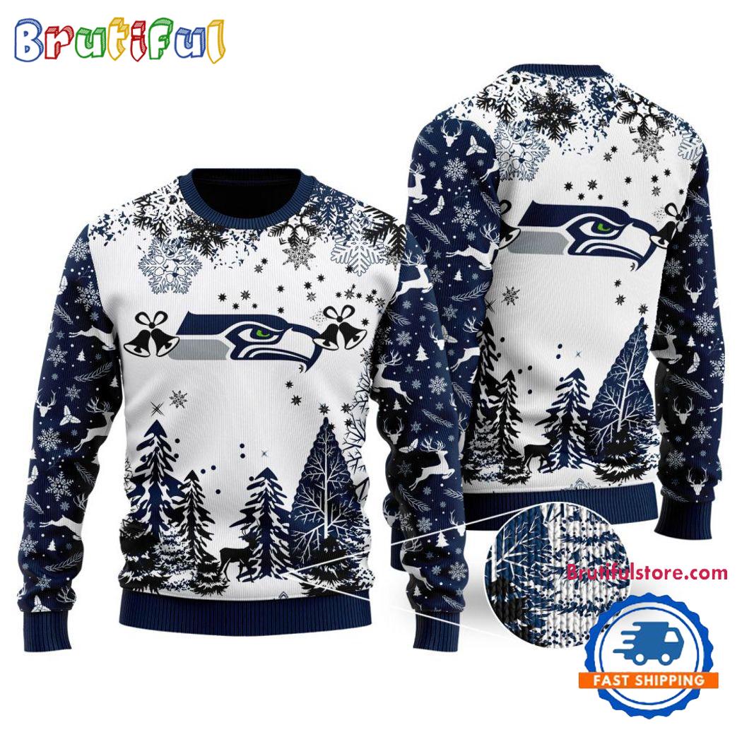 Nfl Seattle Seahawks Logo Football Team Special Xmas Tree Christmas Ugly Sweater Neasalamis