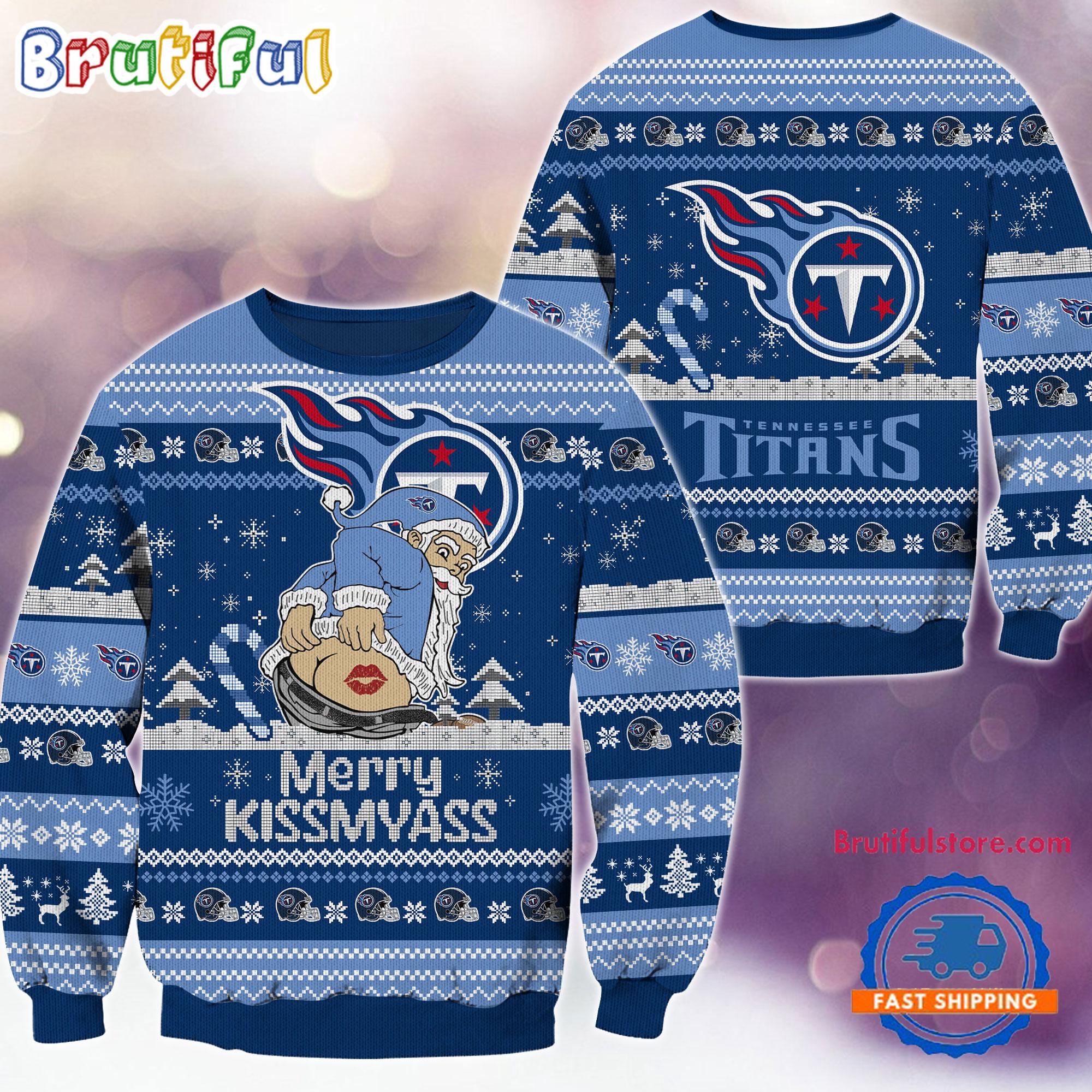 Nfl Tennessee Titans Nfl 2024 Merrykissmyass Funny Santa Claus Christmas Ugly Sweater Neasalamis