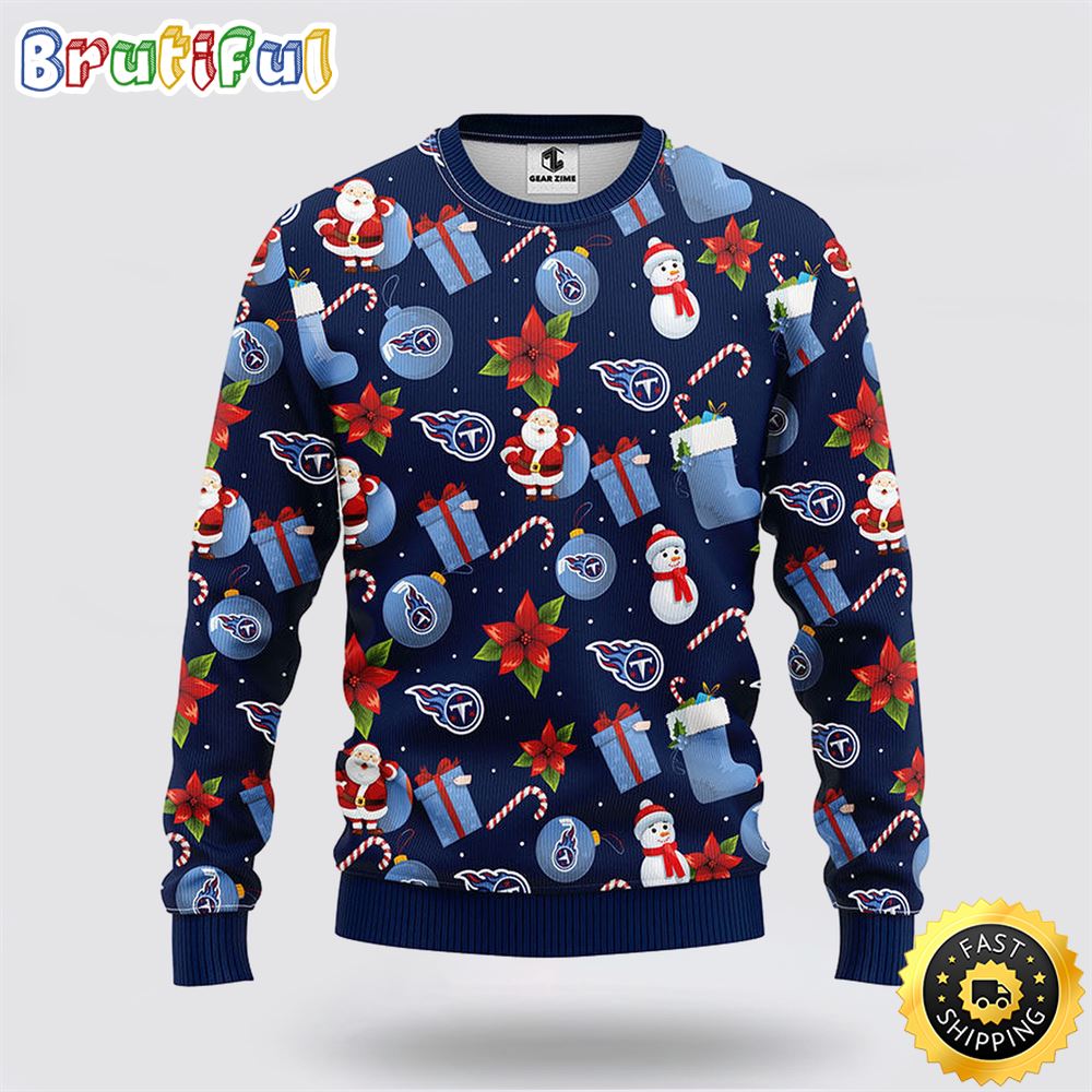 Nfl Tennessee Titans Ugly Sweater Santa Claus Snowman Ugly Christmas Sweater Neasalamis