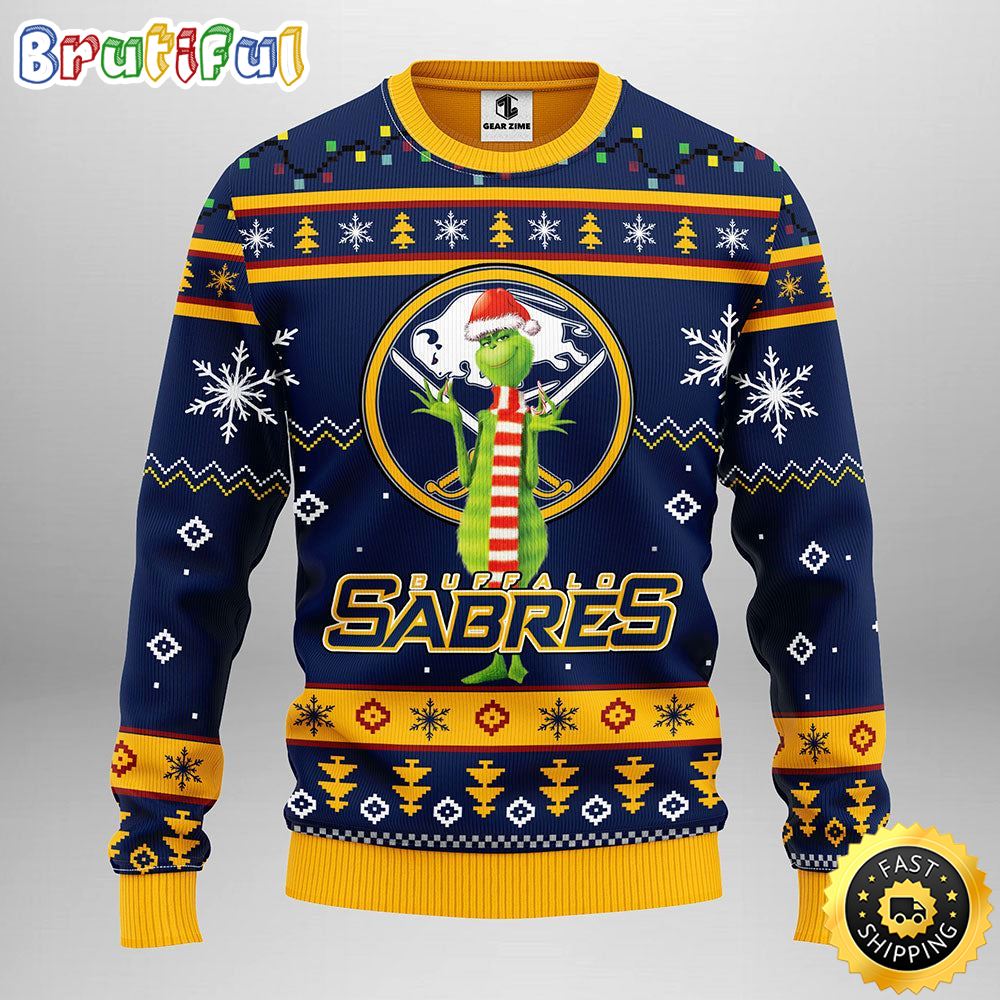 Nhl Buffalo Sabres Christmas Ugly Sweater Print Funny Grinch Gift For Hockey Fans Neasalamis