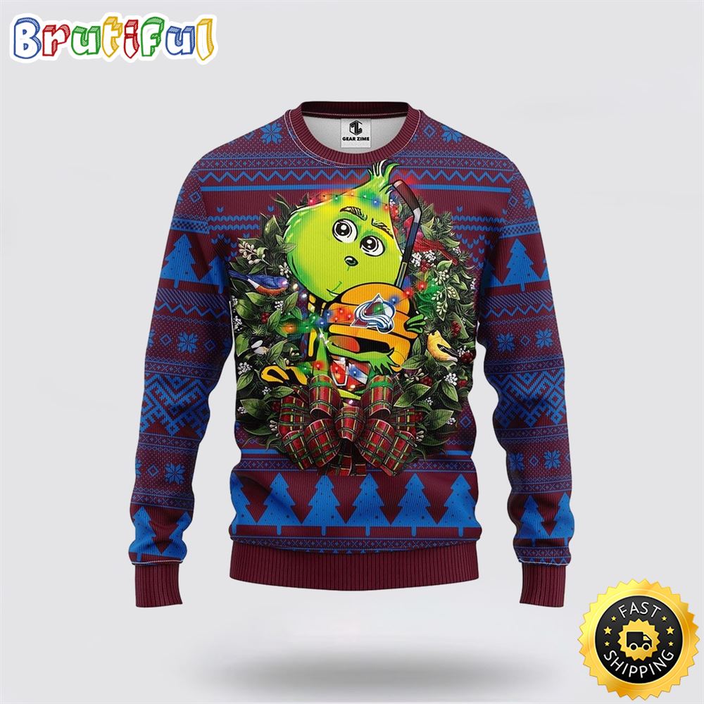 Nhl Colorado Avalanche Christmas Ugly Sweater Grinch Hug Xmas Gift For Hockey Fans Neasalamis