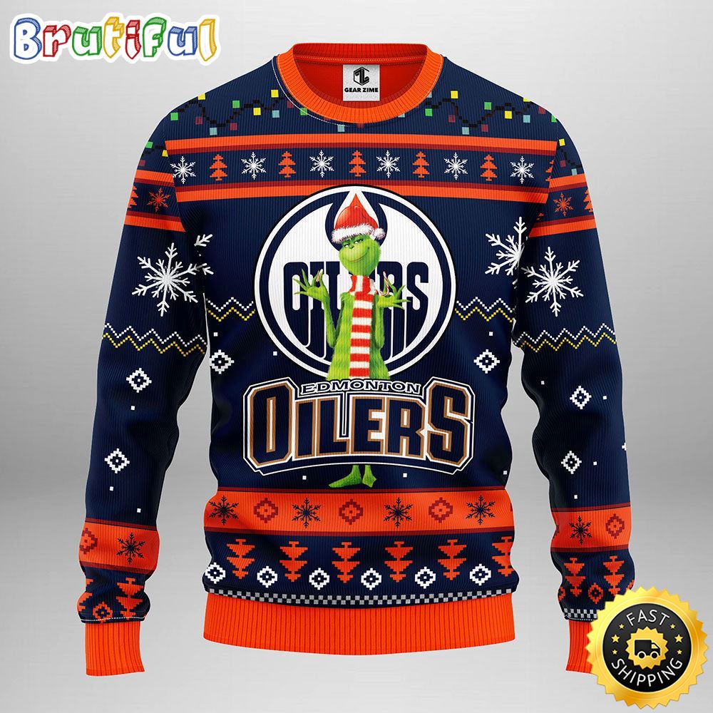 Nhl Edmonton Oilers Christmas Ugly Sweater Print Funny Grinch Gift For Hockey Fans Neasalamis