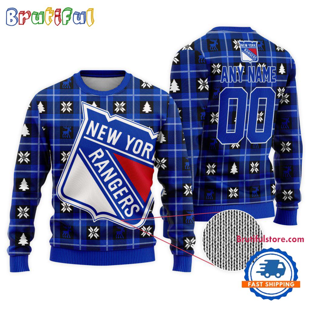 Nhl New York Rangers Personalized Snow Tree Ugly Christmas Sweater Neasalamis