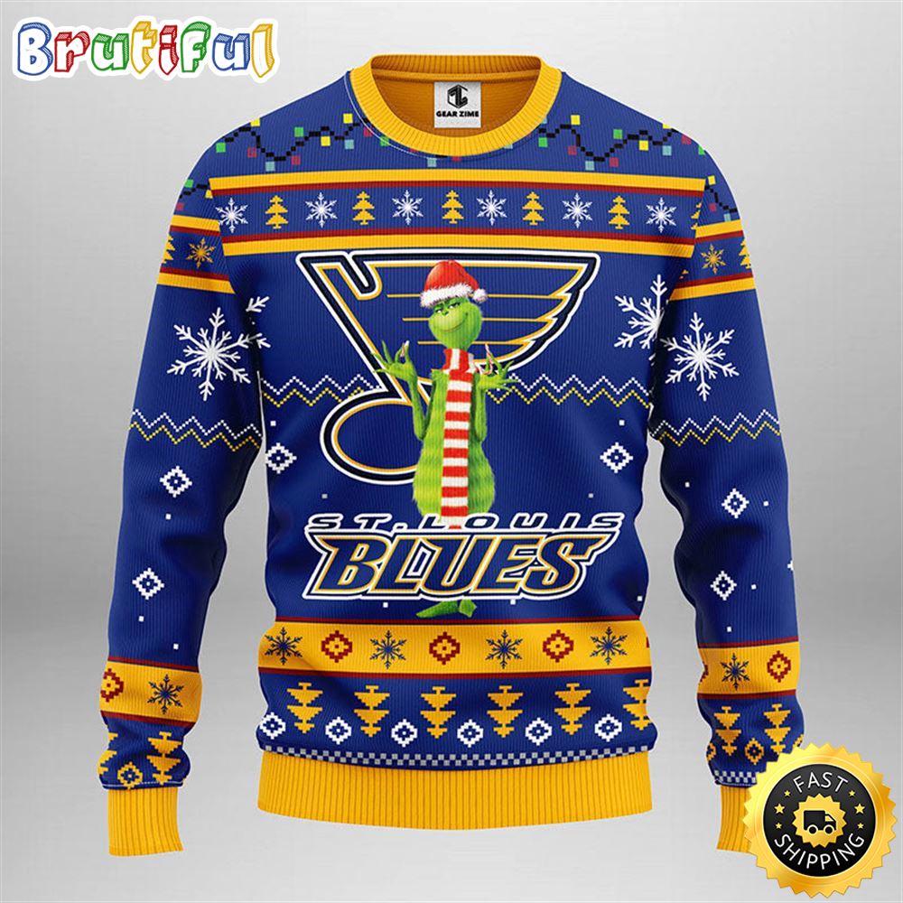 Nhl St Louis Blues Christmas Ugly Sweater Print Funny Grinch Gift For Hockey Fans Neasalamis
