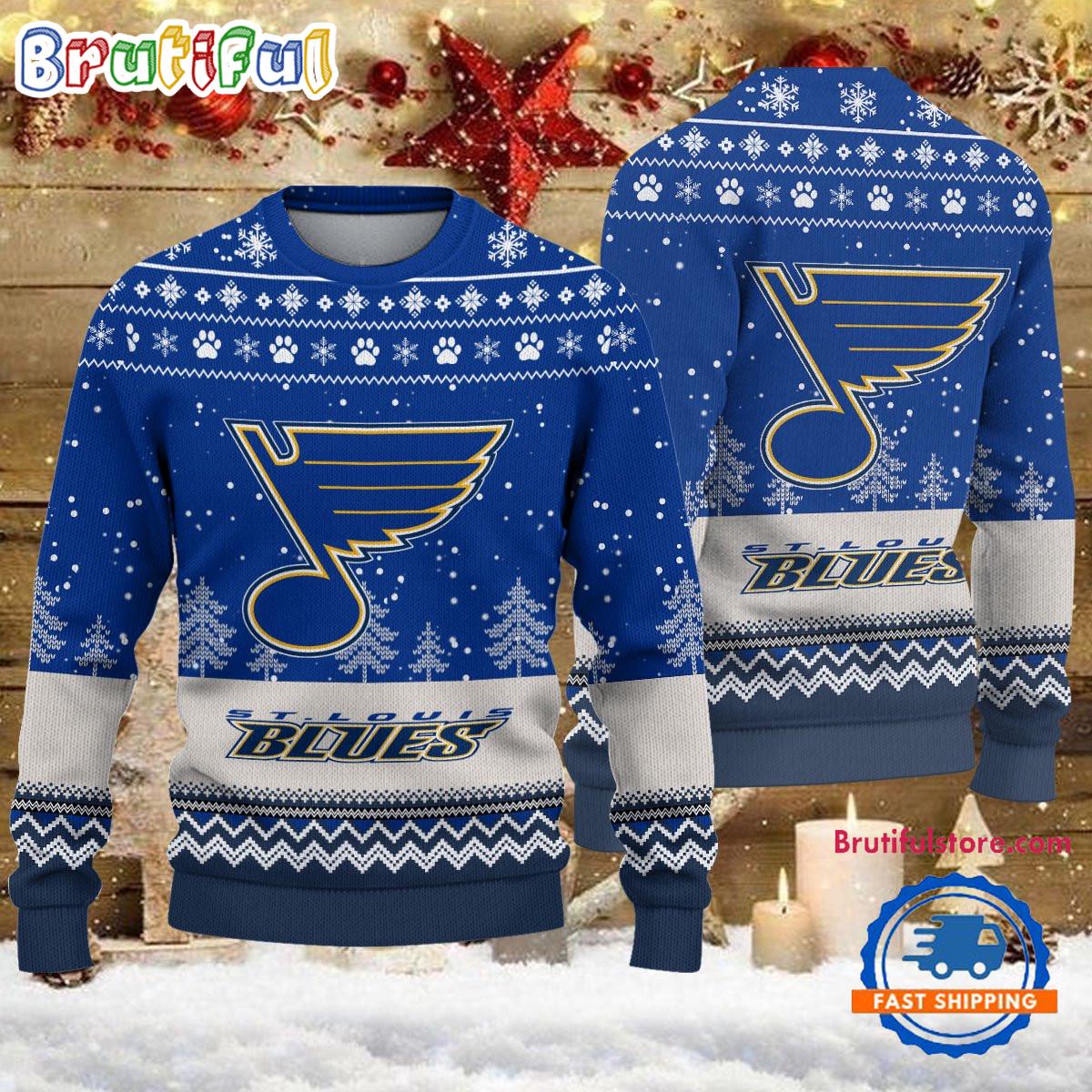 Nhl St Louis Blues Hockey Team Design New Ugly Christmas Sweater Neasalamis