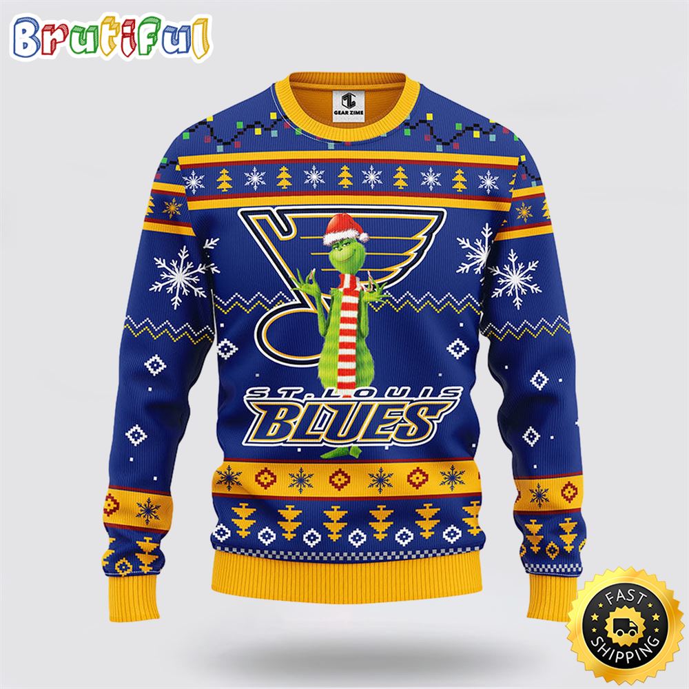 Nhl St Louis Blues Ugly Sweater Funny Grinch Ugly Christmas Sweater Neasalamis