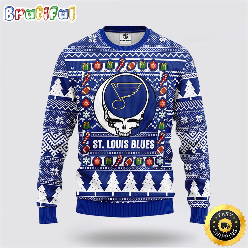 Nhl St Louis Blues Ugly Sweater Grateful Dead Ugly Christmas Fleece Sweater Neasalamis