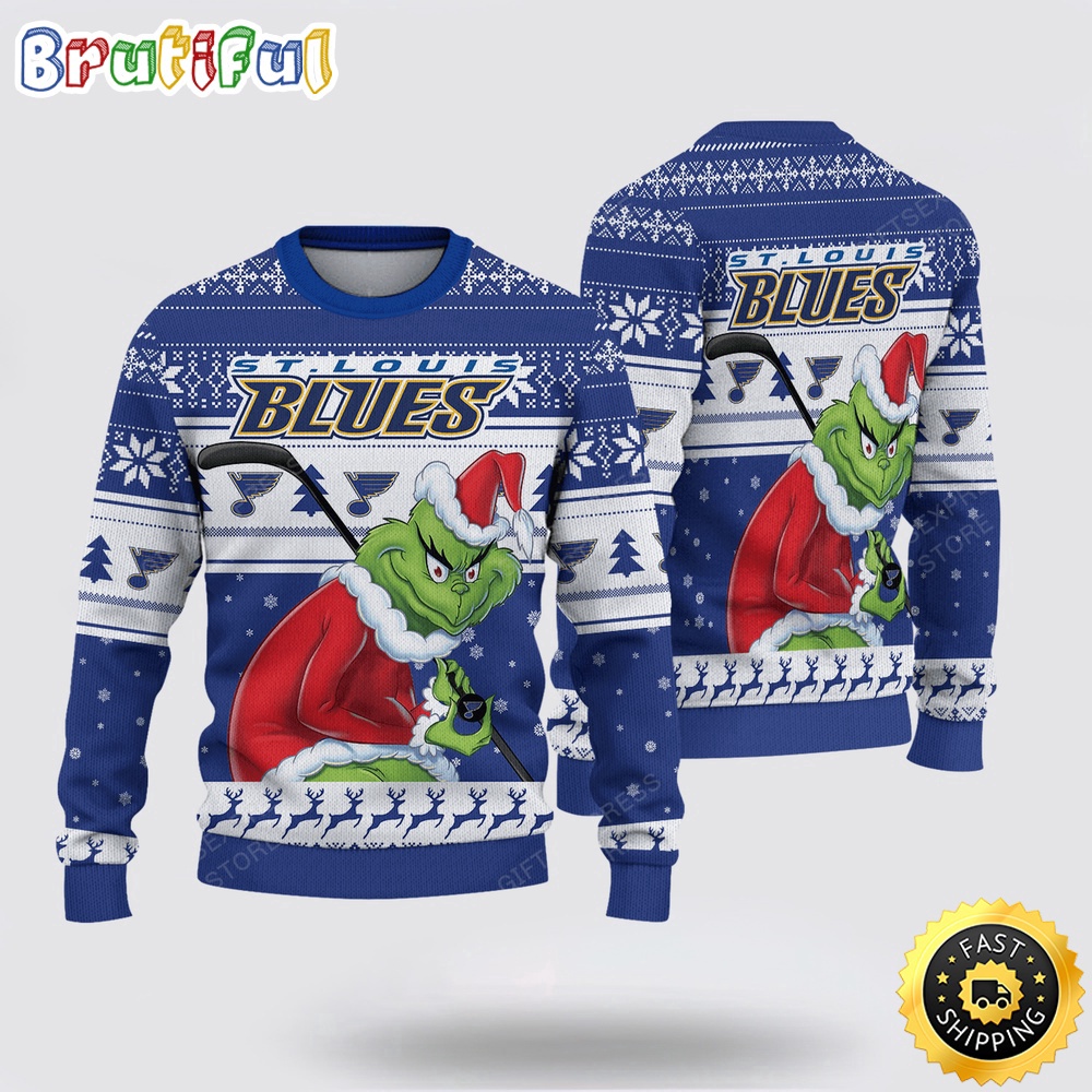 Nhl St Louis Blues Ugly Sweater Grinch Christmas Sweater Neasalamis