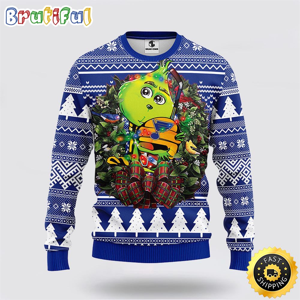 Nhl St Louis Blues Ugly Sweater Grinch Hug Ugly Christmas Sweater Neasalamis