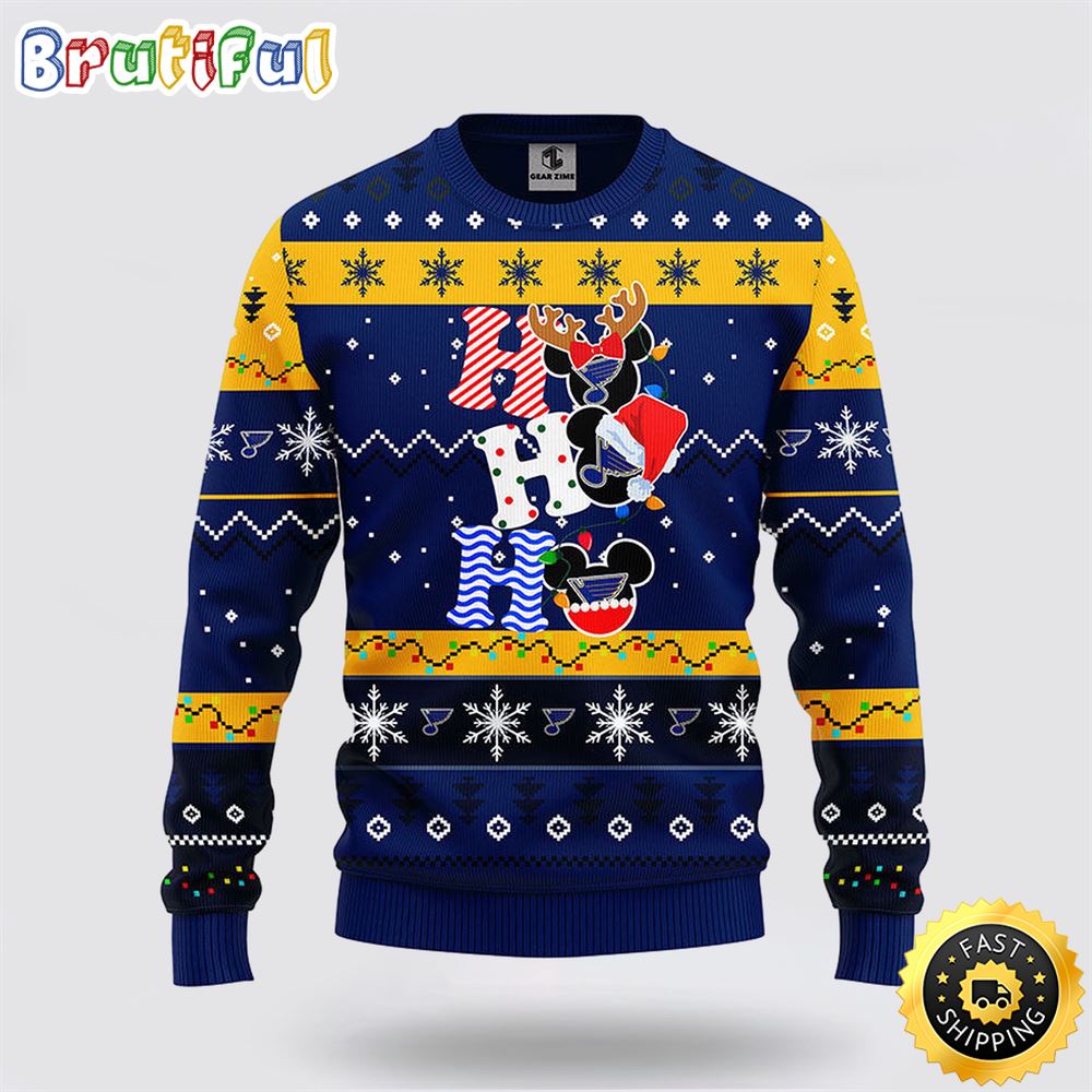 Nhl St Louis Blues Ugly Sweater Hohoho Mickey Ugly Christmas Sweater Neasalamis