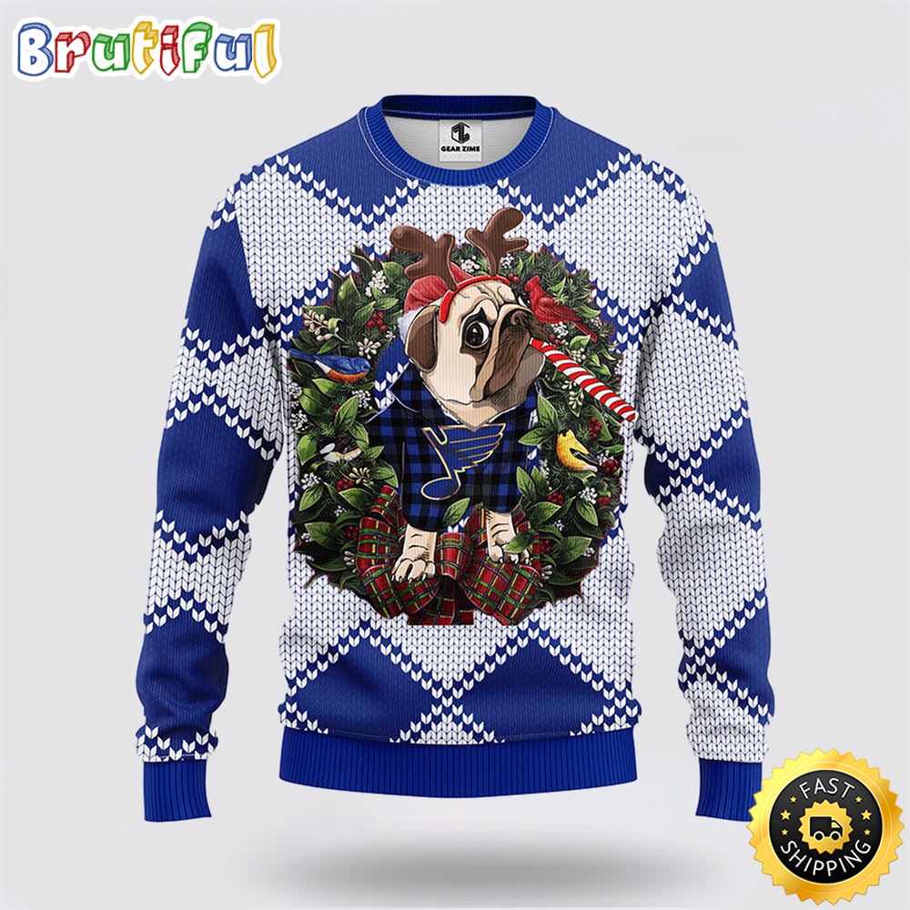 Nhl St Louis Blues Ugly Sweater Pub Dog Ugly Christmas Sweater Neasalamis
