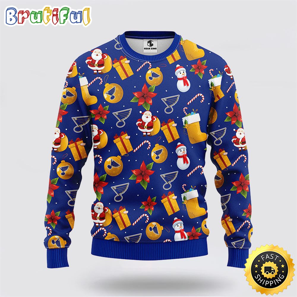 Nhl St Louis Blues Ugly Sweater Santa Claus Snowman Ugly Christmas Sweater Neasalamis
