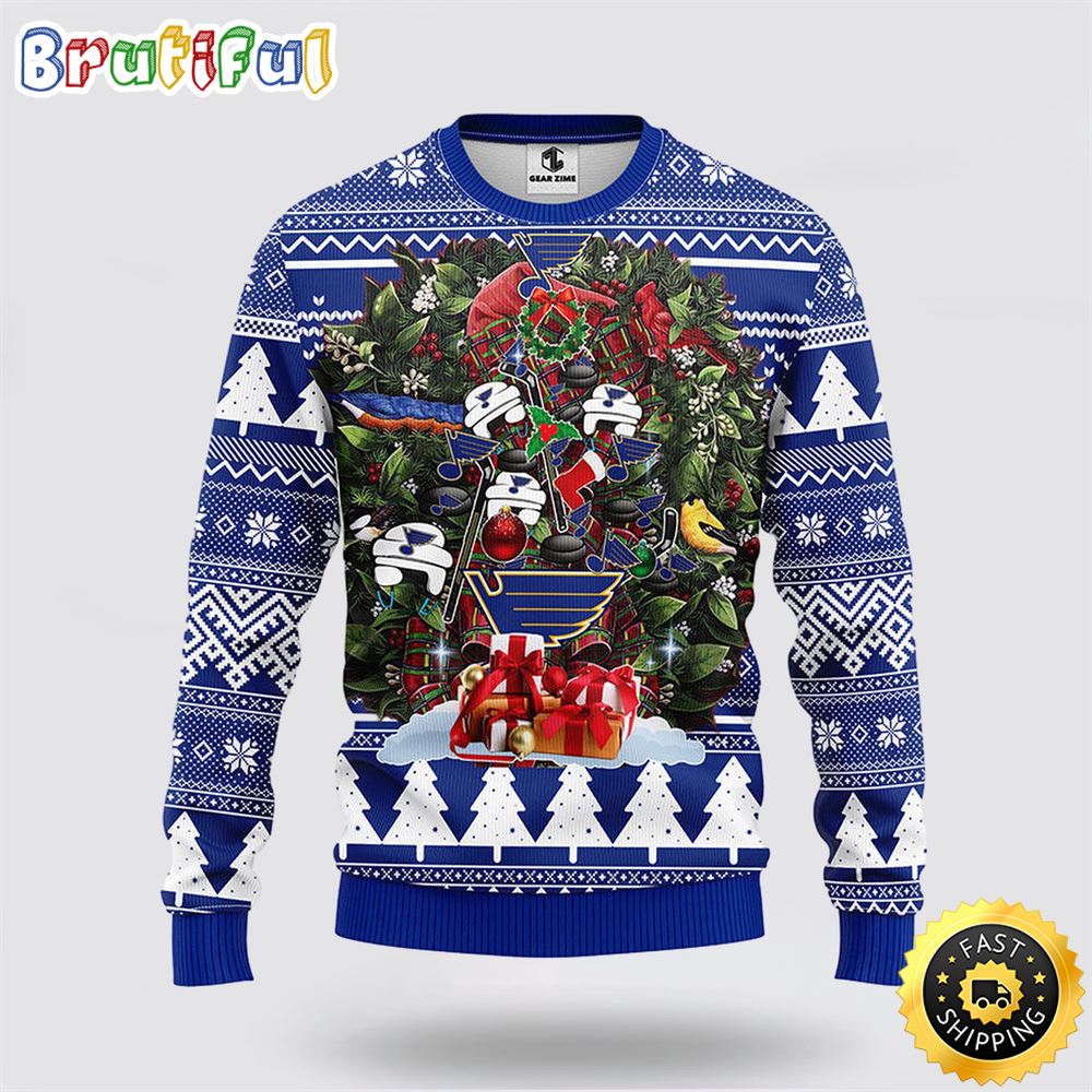 Nhl St Louis Blues Ugly Sweater Tree Ugly Christmas Fleece Sweater Neasalamis