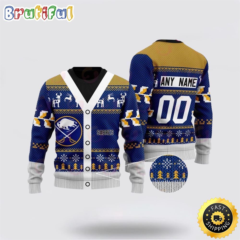 Personalized Nhl Buffalo Sabres Elk Pattern Ugly Christmas Sweater Perfect Gift For Football Fans Neasalamis
