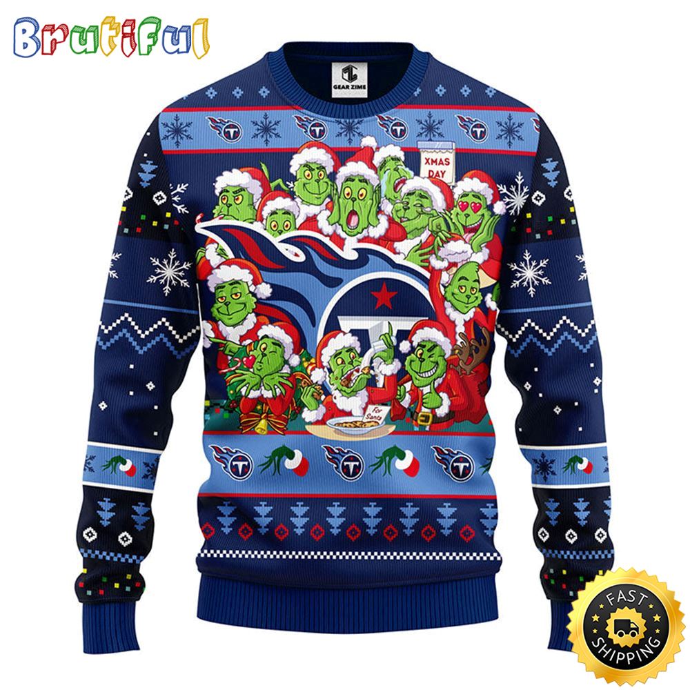 Tennessee Titans Christmas Ugly Sweater Print 12 Grinch Xmas Day Show Your Team Spirit Neasalamis