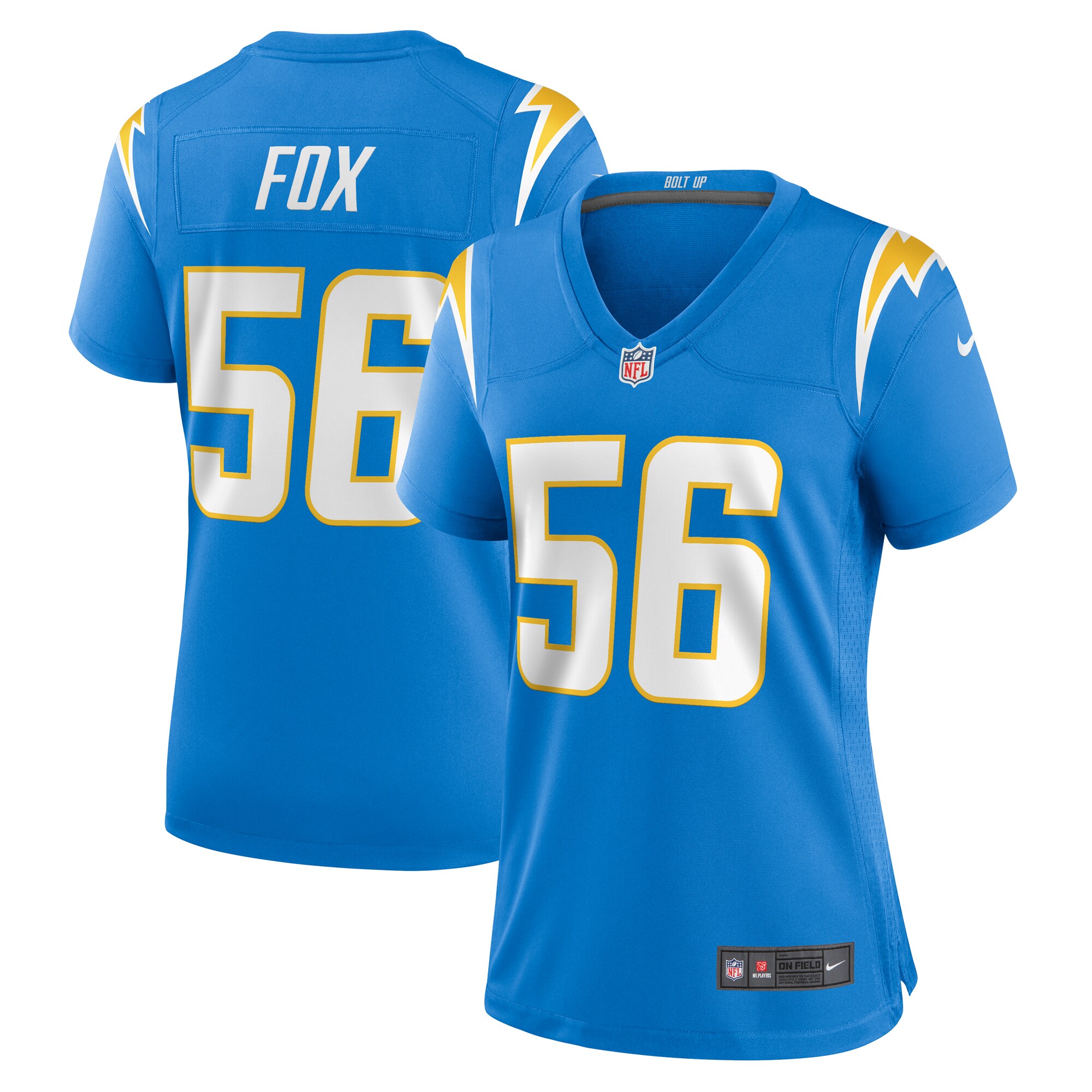Women's Los Angeles Chargers Morgan Fox Powder Blue Player Game Jersey JS9469