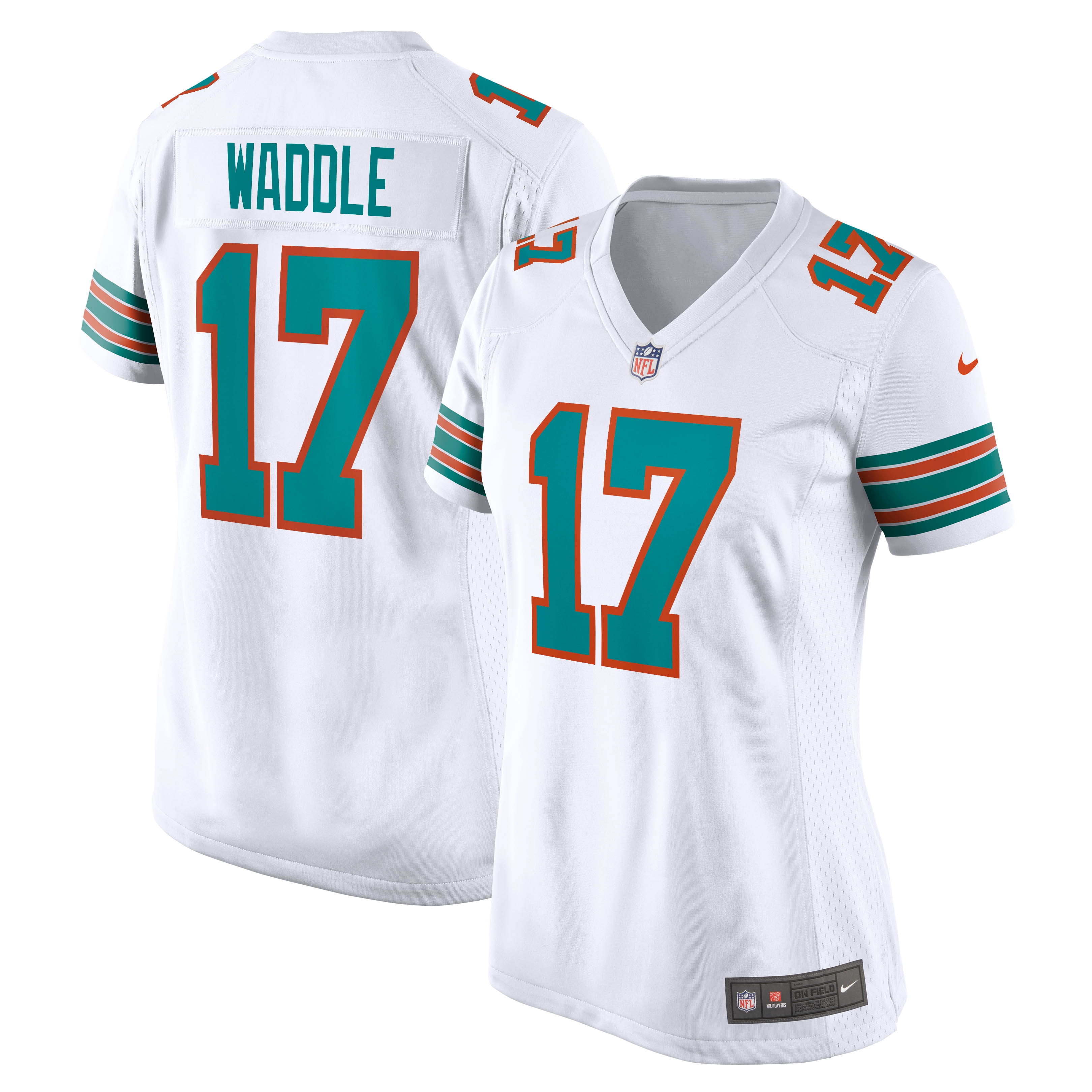 Women's Miami Dolphins Jaylen Waddle White Game Jersey JS8120