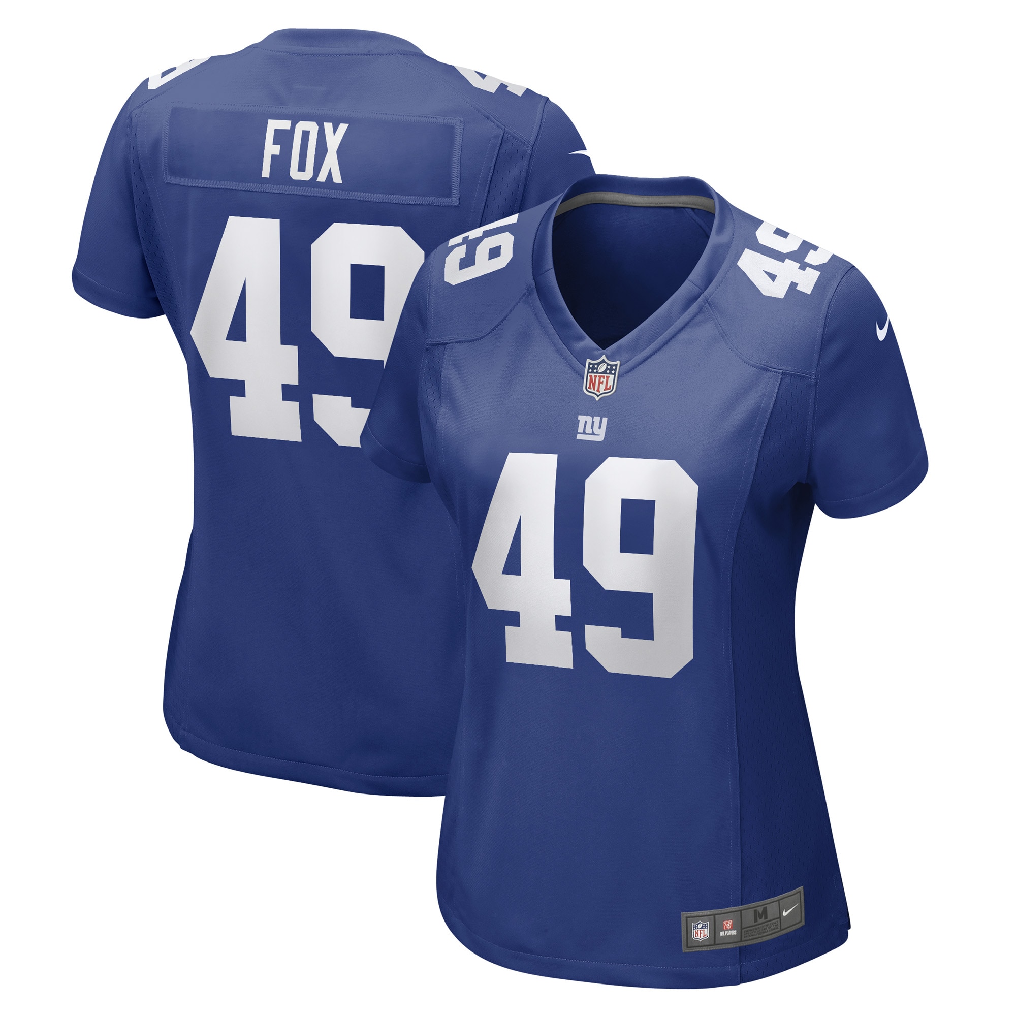 Women's New York Giants Tomon Fox Royal Game Player Jersey JS4288